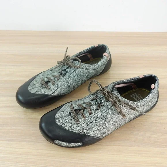 Camper Shoes Camper Lace Up Shoes Women Gray Leather Loafer
